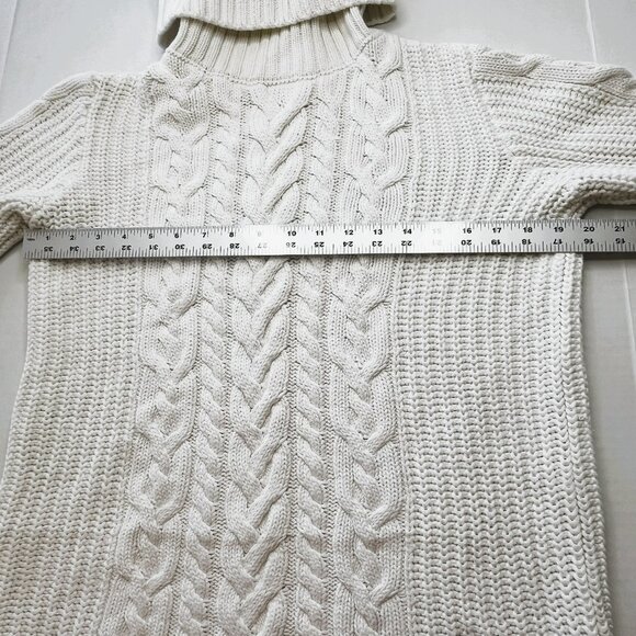 GAP Women's Fisherman Cable-Knit Sweater sz Medium Turtleneck Coastal Old Money - Picture 6 of 9